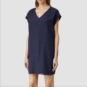 All Saints Kinney LA Cap Sleeve Mini Shift Dress Blue Stripe Size 0